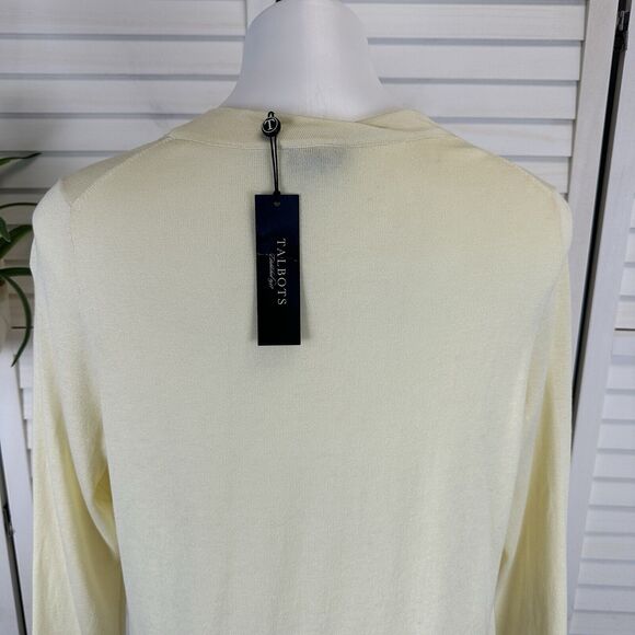 New Talbots Yellow Silk Cotton Button Cardigan Sweater Thin Knit Plus 1X Petite - Picture 5 of 8